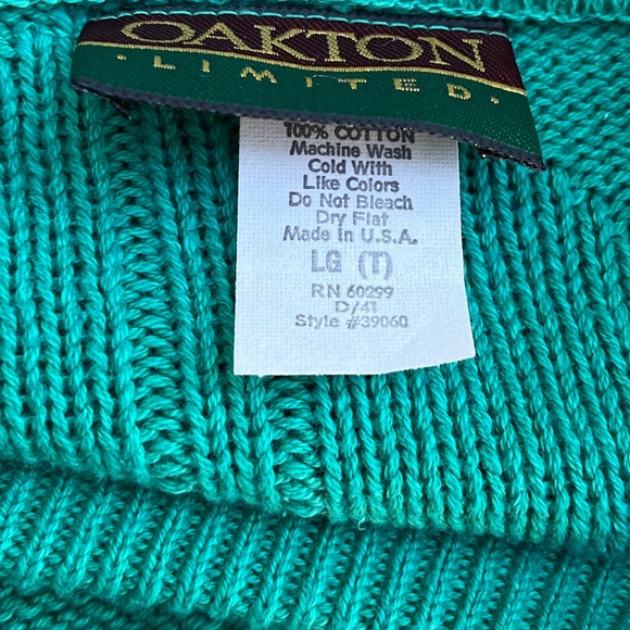 Vintage Men's Teal Crewneck Sweater - Picture 4 of 4